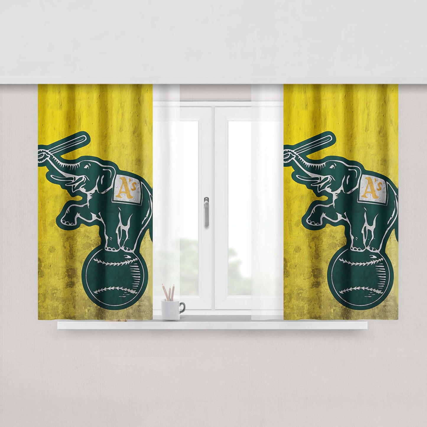 As Green Logos Peach Skin Window Curtains