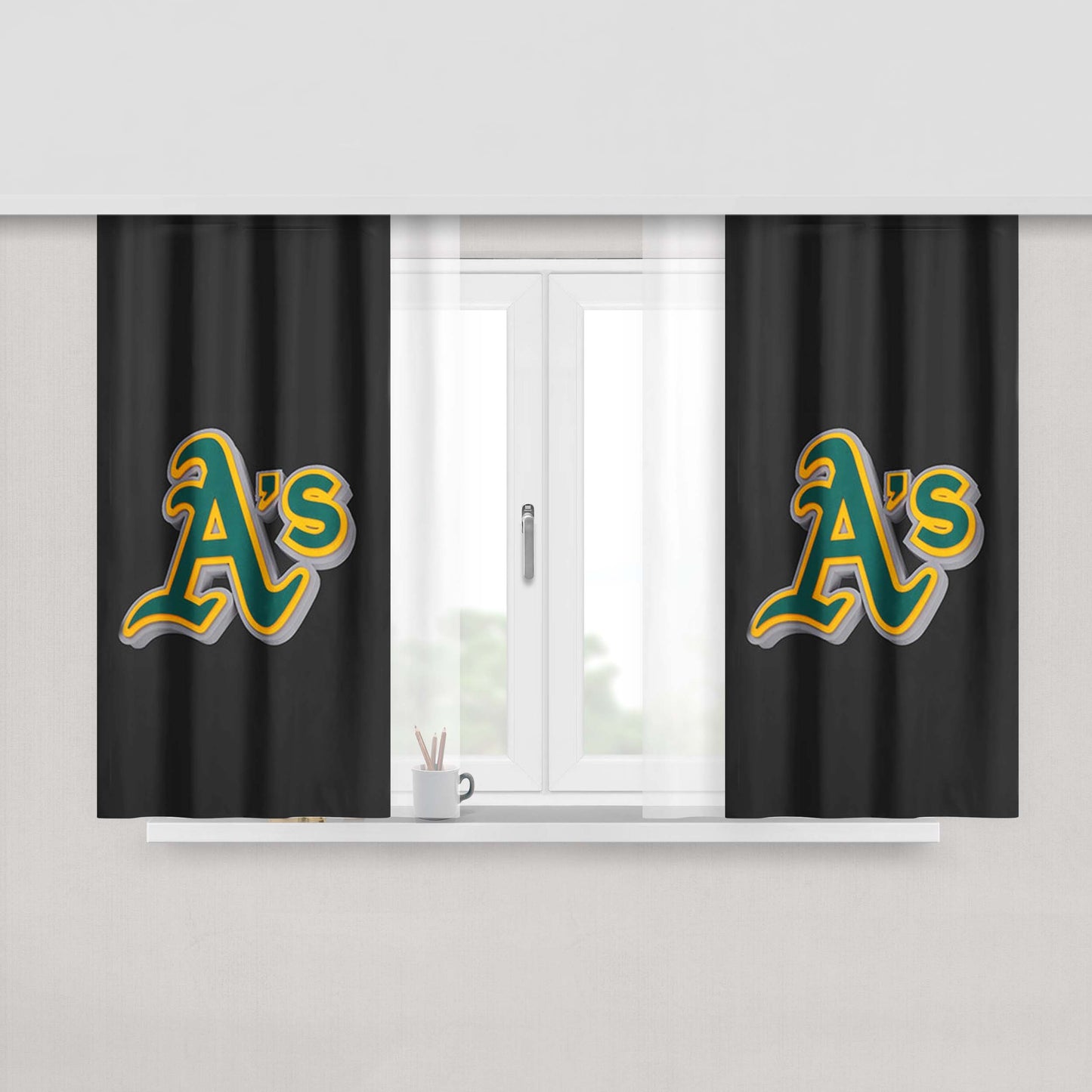 As Logo Large Green Peach Skin Window Curtains
