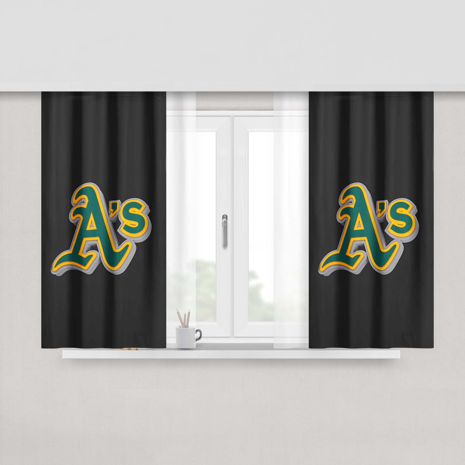As Logo Large Green Peach Skin Window Curtains