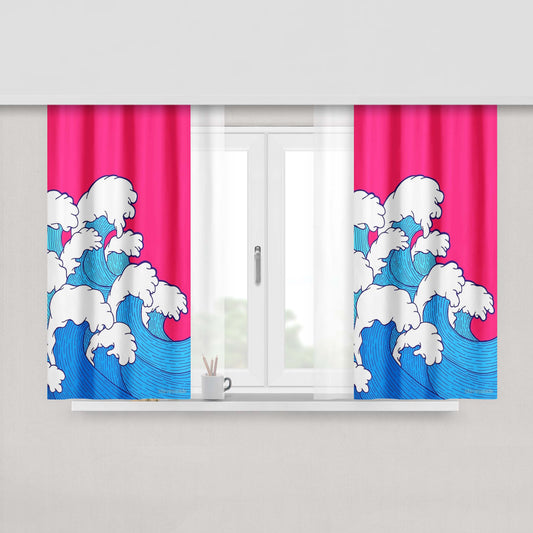 As The Waves Roll In Peach Skin Window Curtains