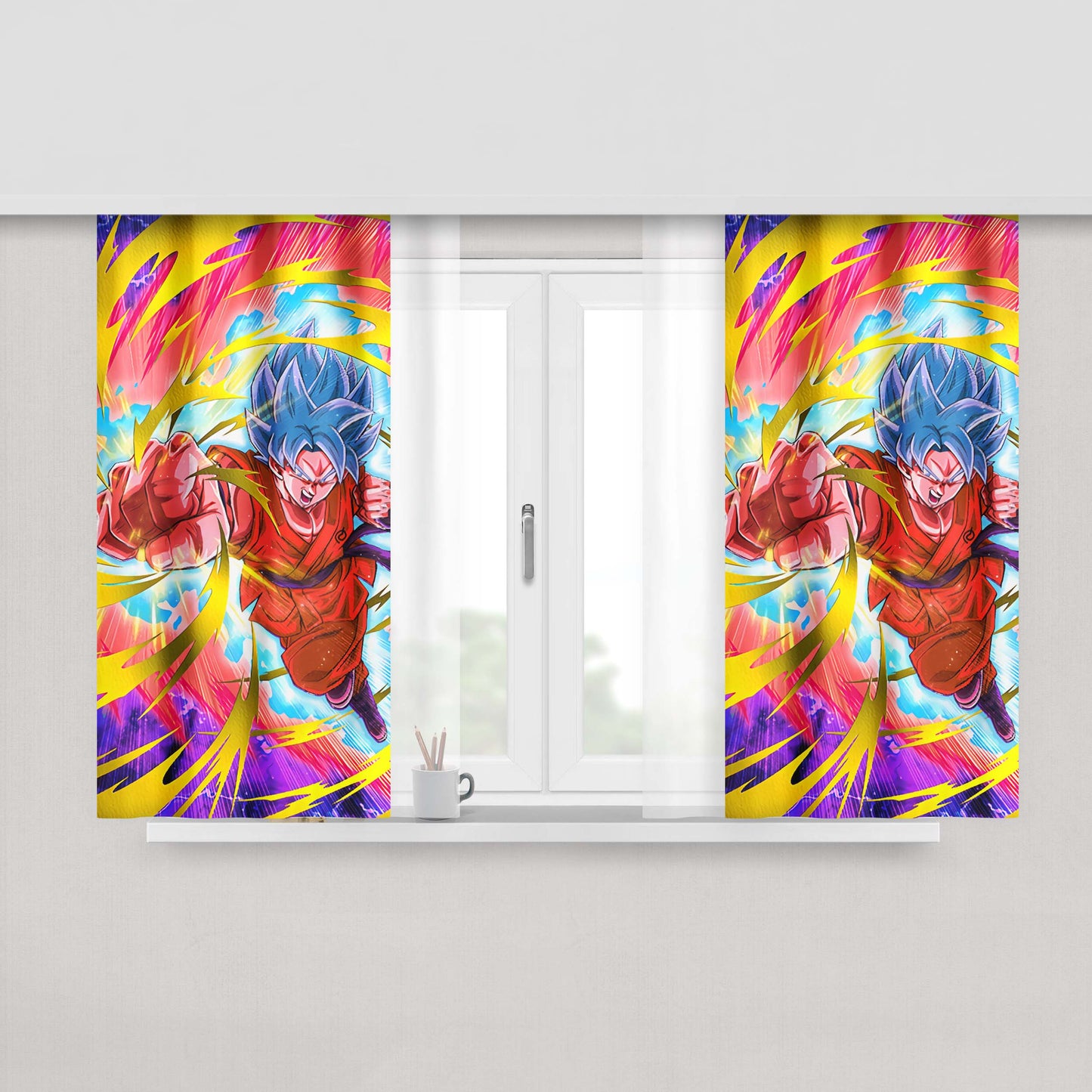 Ascended Blow Super Saiyan God Ss Goku Peach Skin Window Curtains