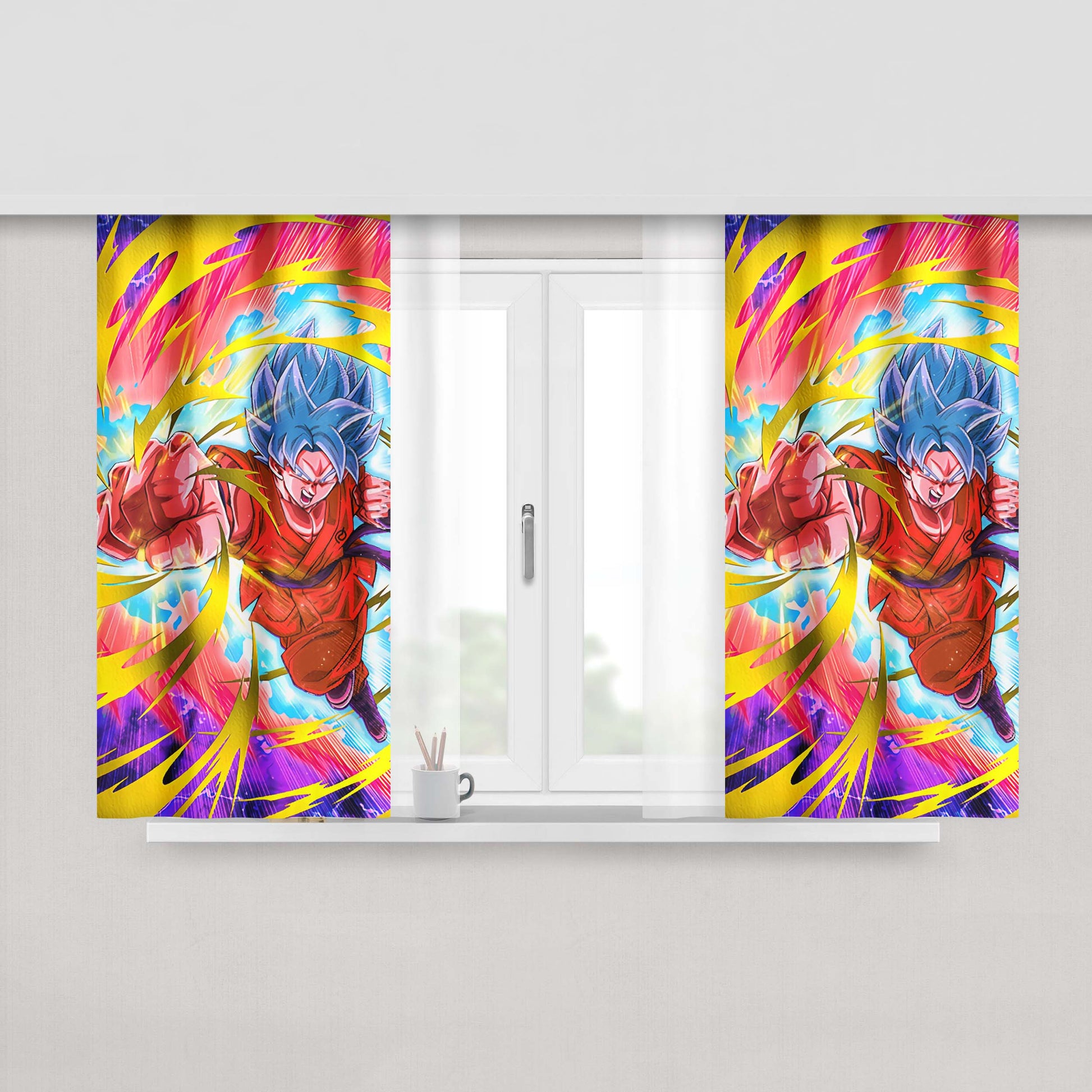 Ascended Blow Super Saiyan God Ss Goku Peach Skin Window Curtains