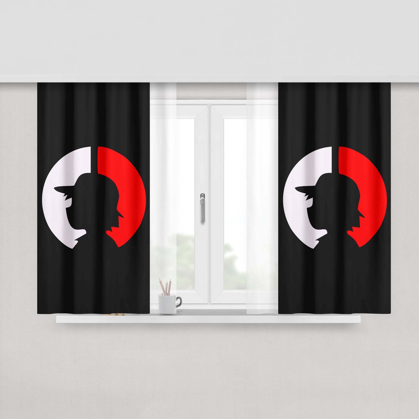 Ash Ketchum Pokemon Silhouette Peach Skin Window Curtains