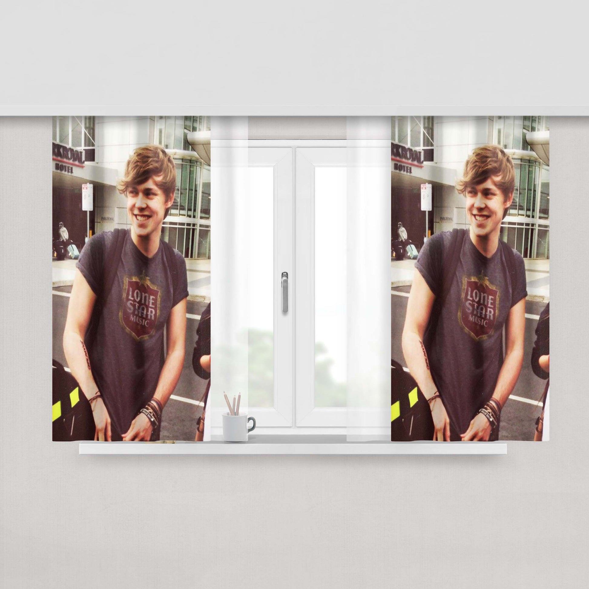 Ashton Irwin 5 Sos Collage Peach Skin Window Curtains