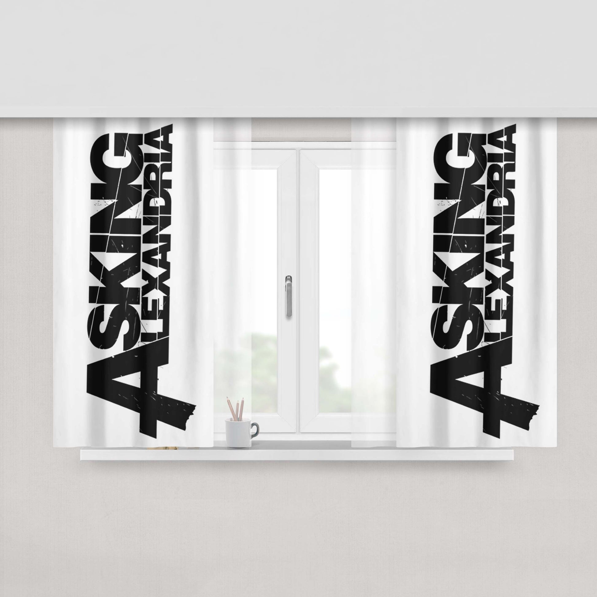 Asking Aleaxndria Logo Peach Skin Window Curtains