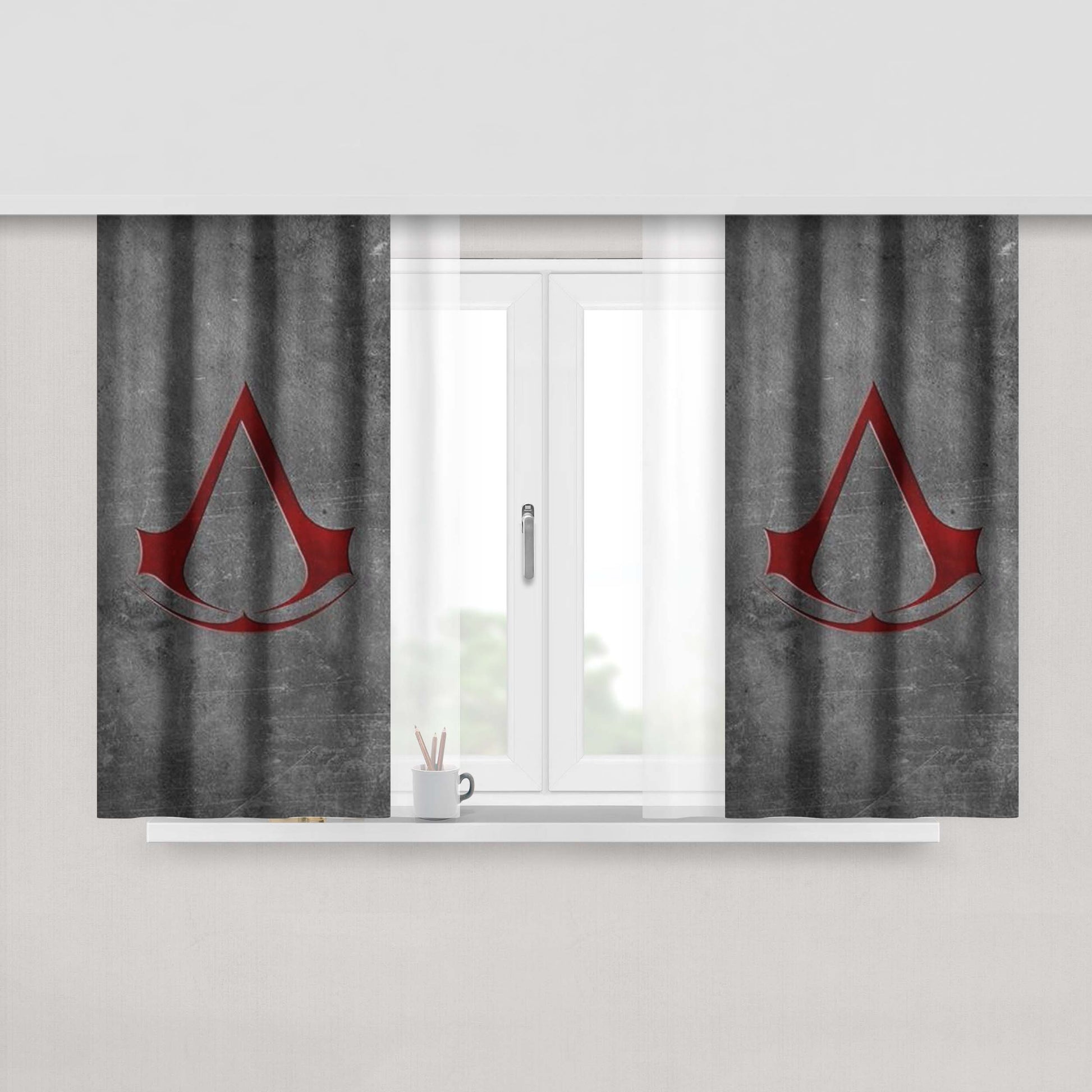 Assasisn Logo- Peach Skin Window Curtains