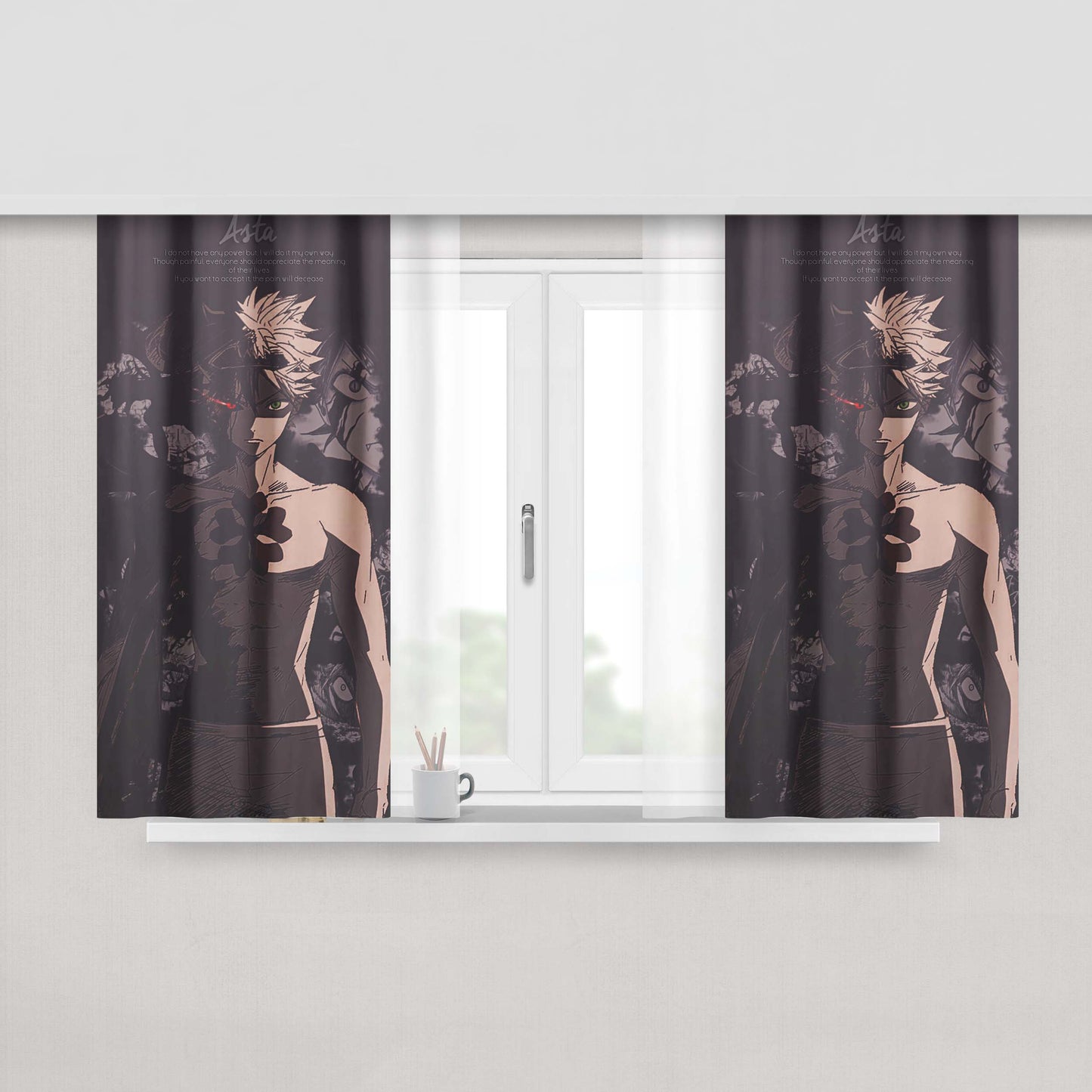 Asta Black Cover Peach Skin Window Curtains