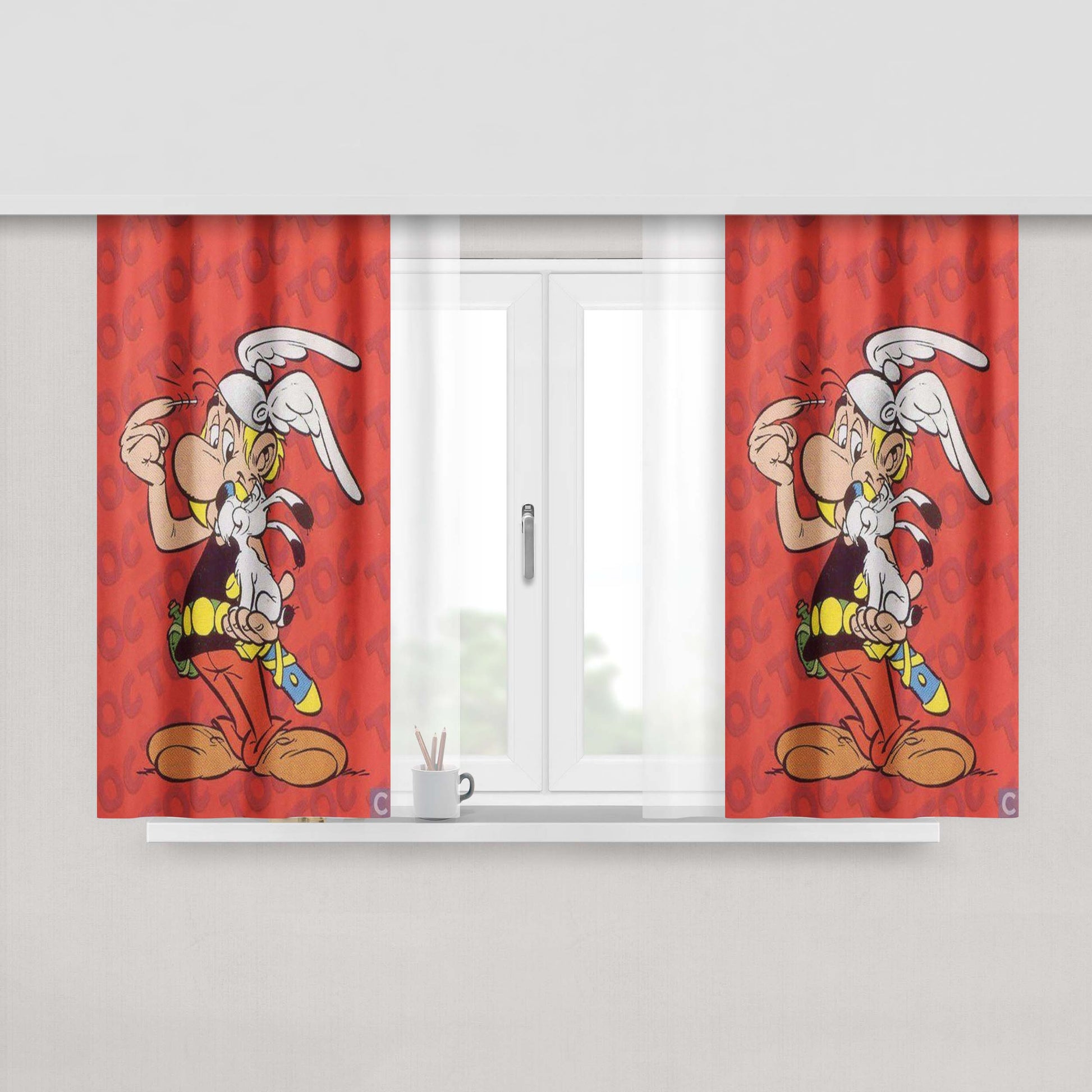 Asterix Ils Sont Fous Romans Peach Skin Window Curtains