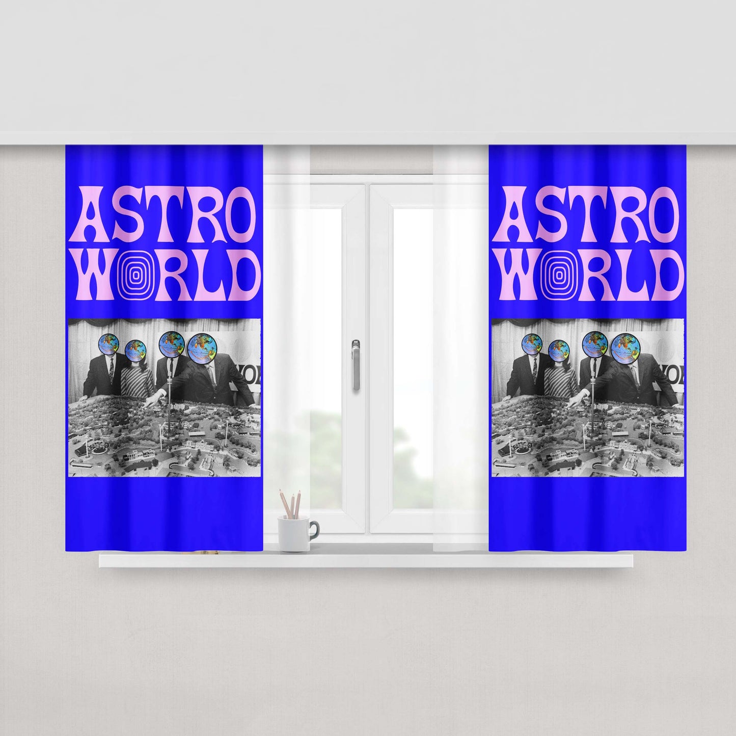 Astro World By Travis Scott Peach Skin Window Curtains