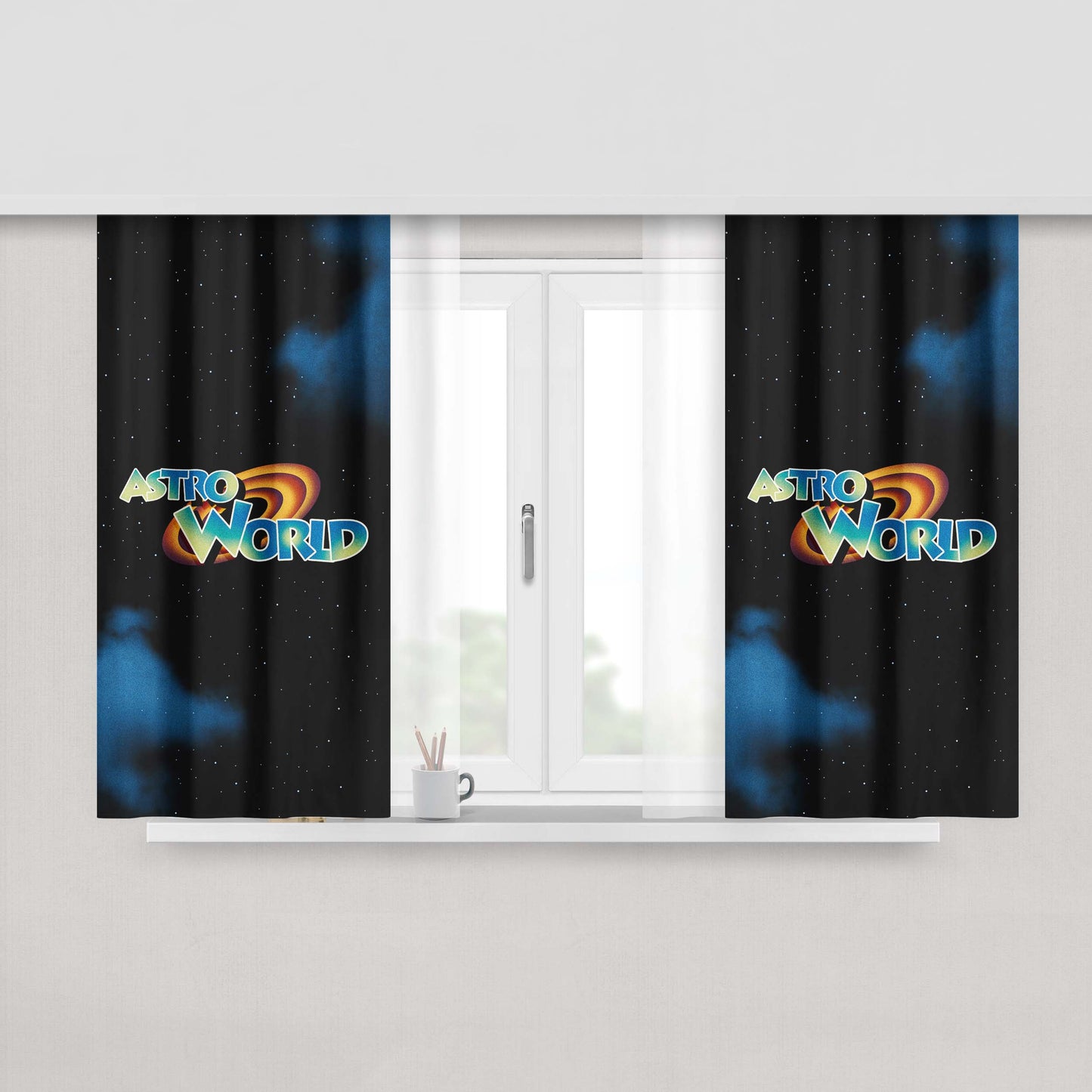Astro World Space Jam Cover Peach Skin Window Curtains