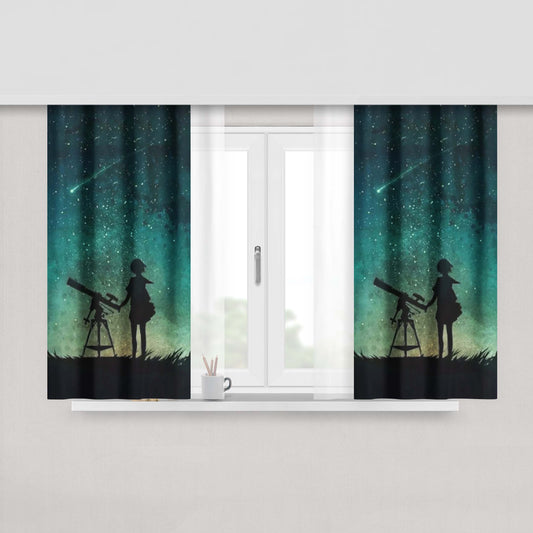 Astronot Star Peach Skin Window Curtains
