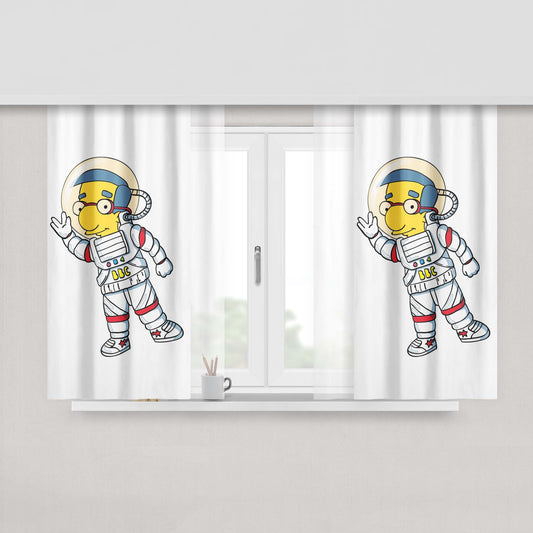 Astronout Bbc Cartoon Peach Skin Window Curtains