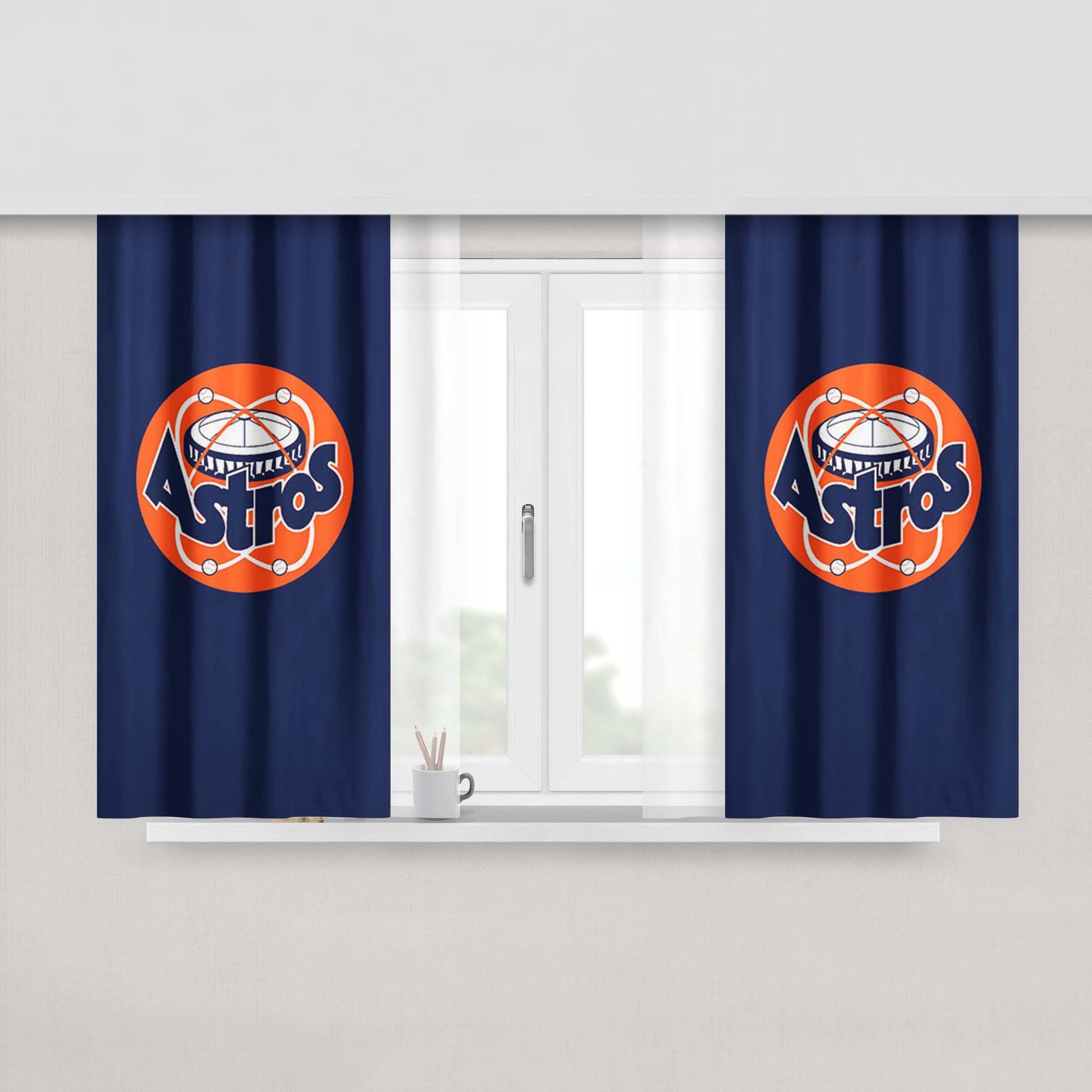 Astros Logo Peach Skin Window Curtains