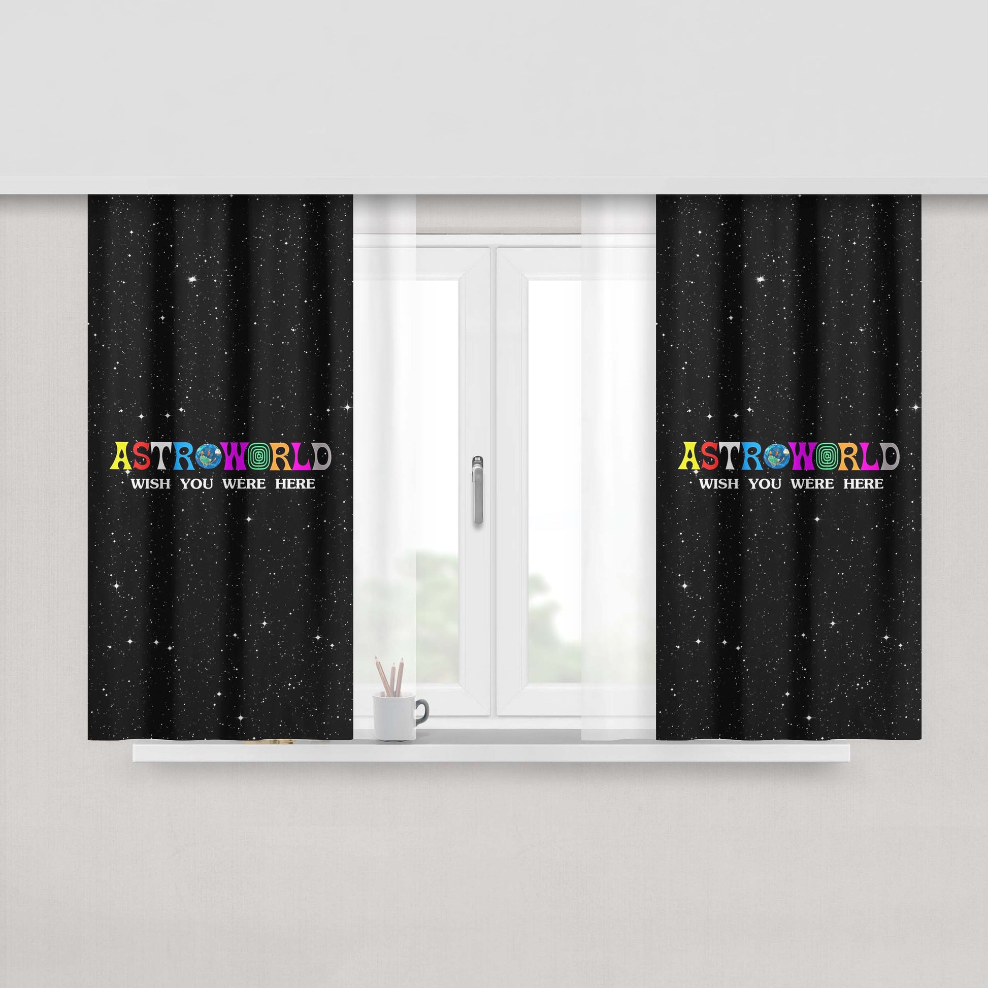 Astroworld Travis Scott Fanart Peach Skin Window Curtains