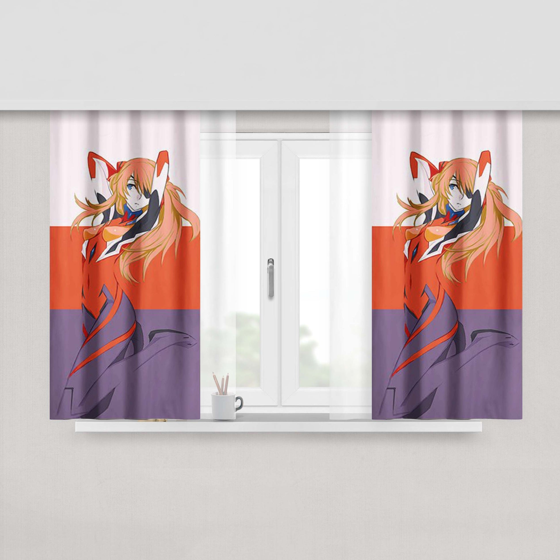 Asuka Neon Genesis Evangelion Peach Skin Window Curtains