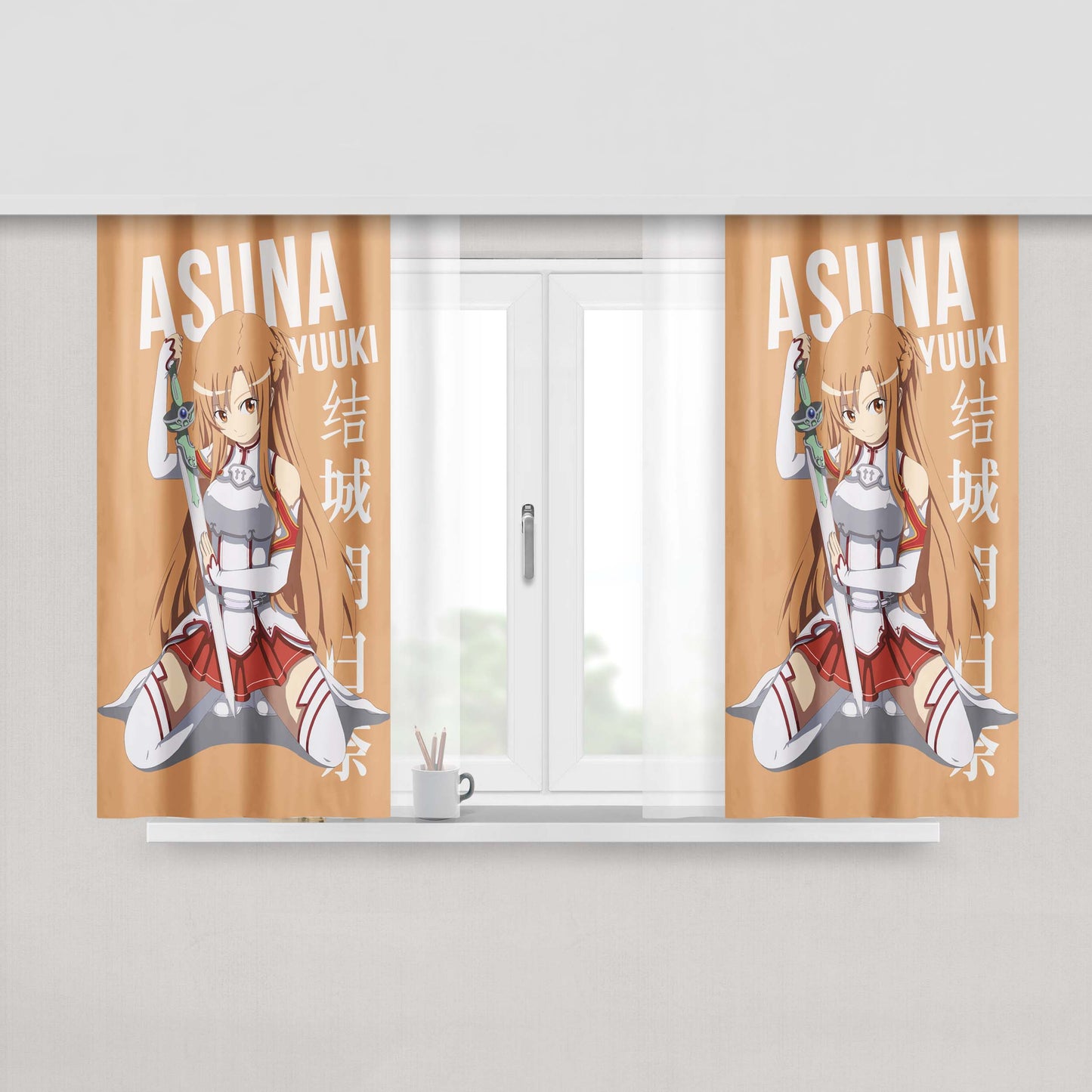 Asuna Yuuki Swart Art Online Peach Skin Window Curtains