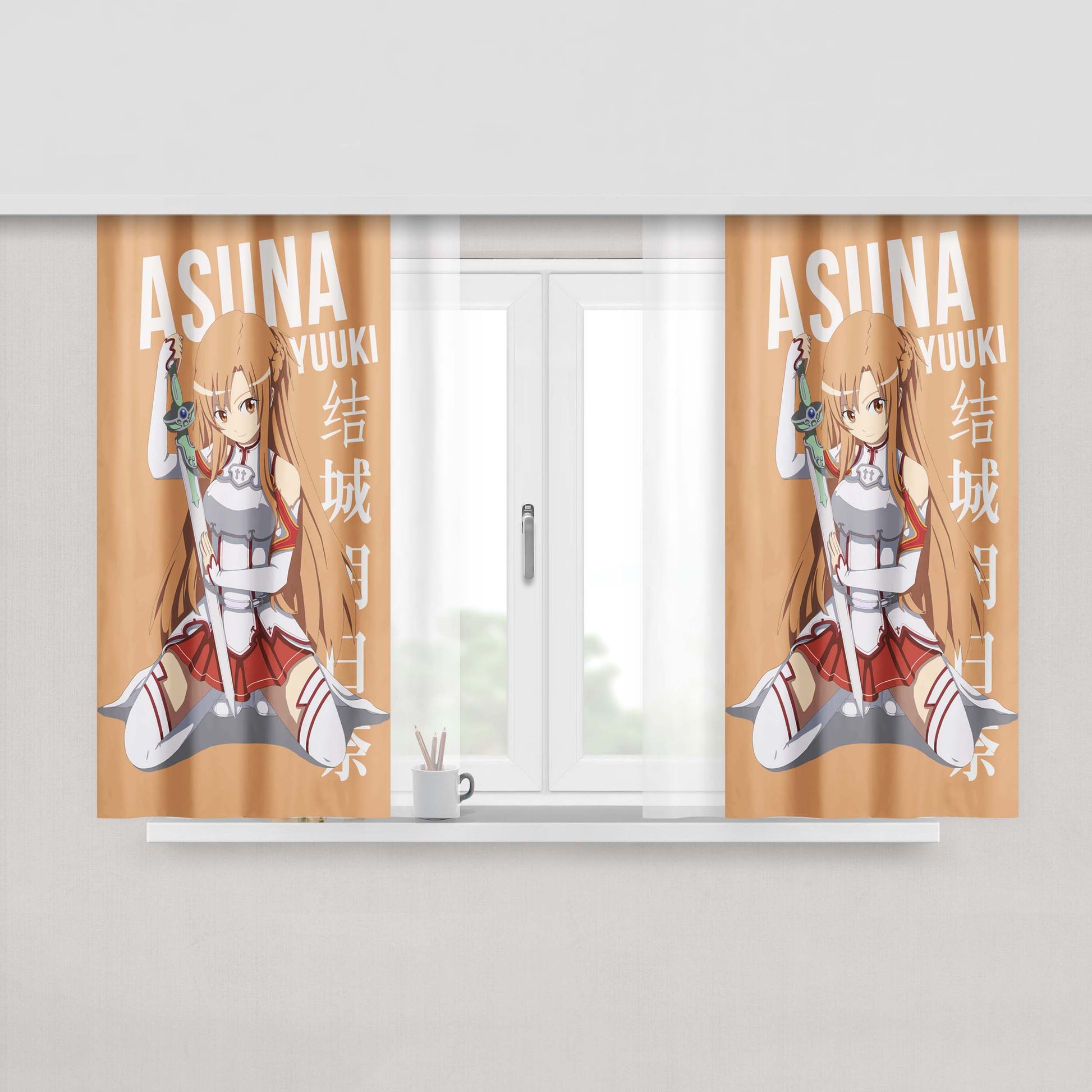 Asuna Yuuki Swart Art Online Peach Skin Window Curtains