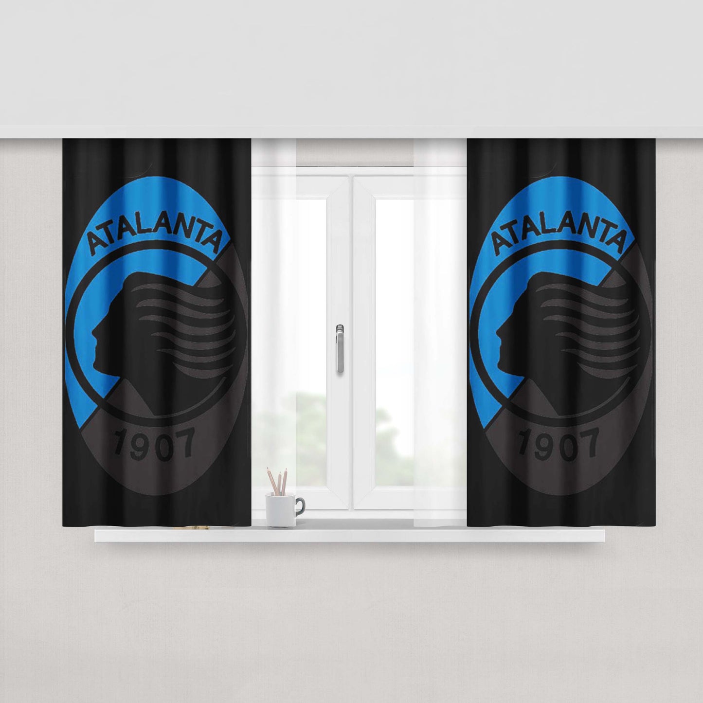 Atalanta1907 Black Peach Skin Window Curtains