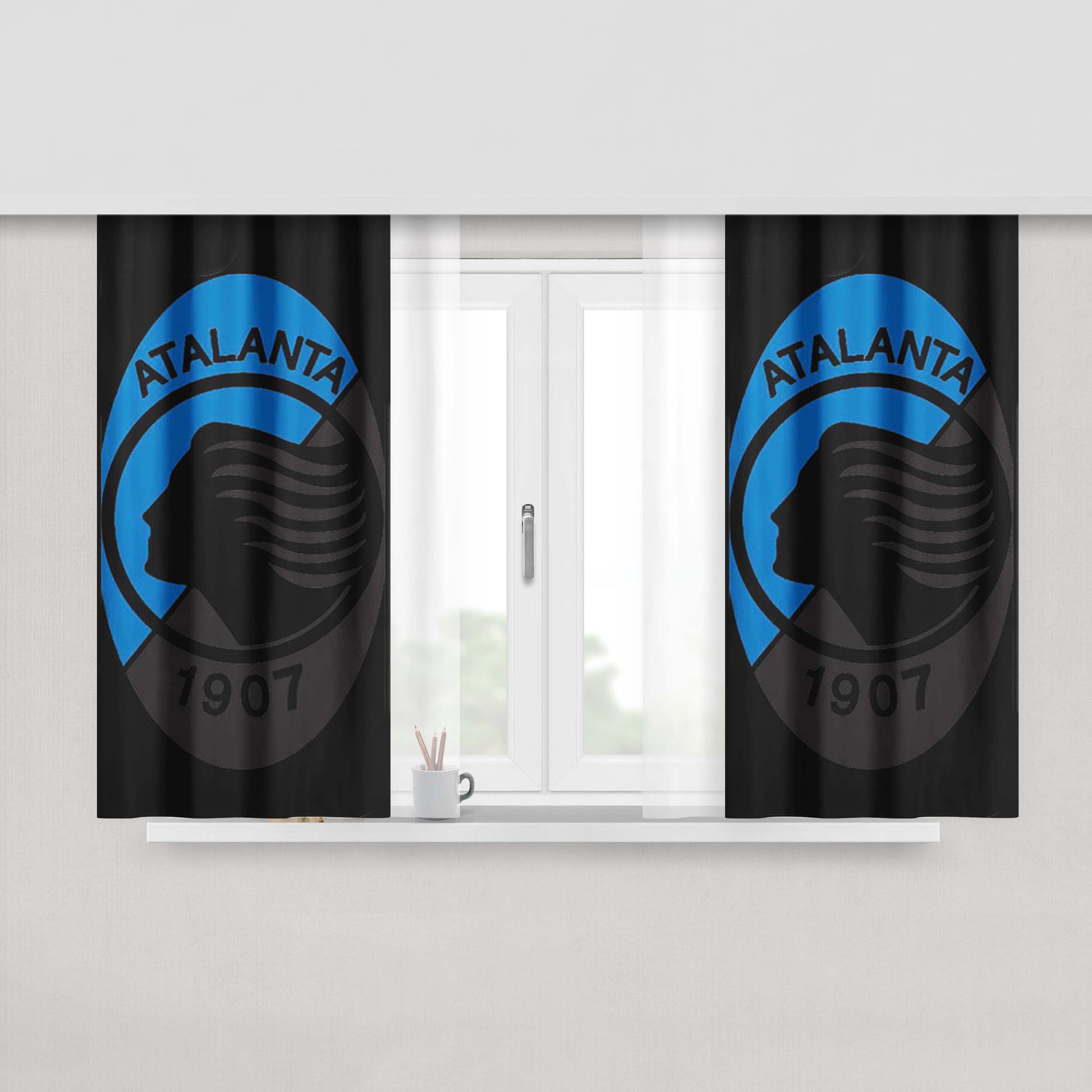 Atalanta1907 Black Peach Skin Window Curtains