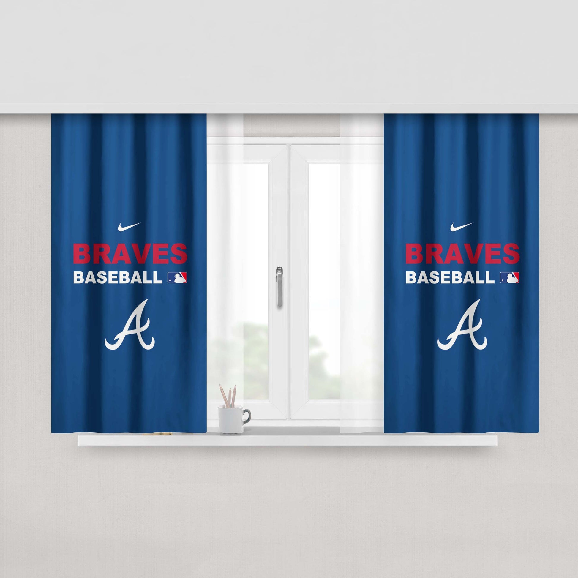 Atlanta Braves Backgrounds Peach Skin Window Curtains