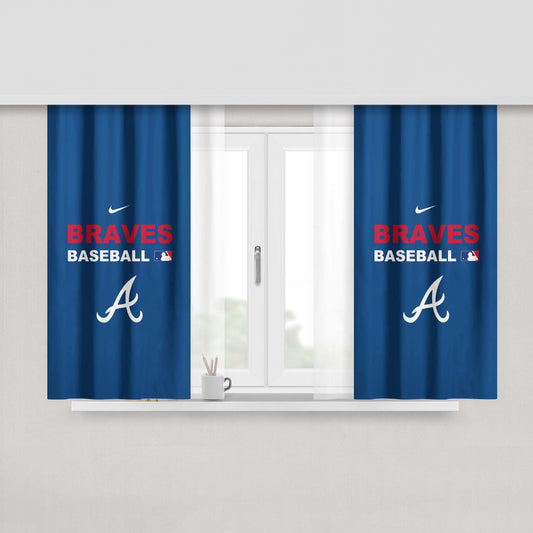 Atlanta Braves Backgrounds Peach Skin Window Curtains