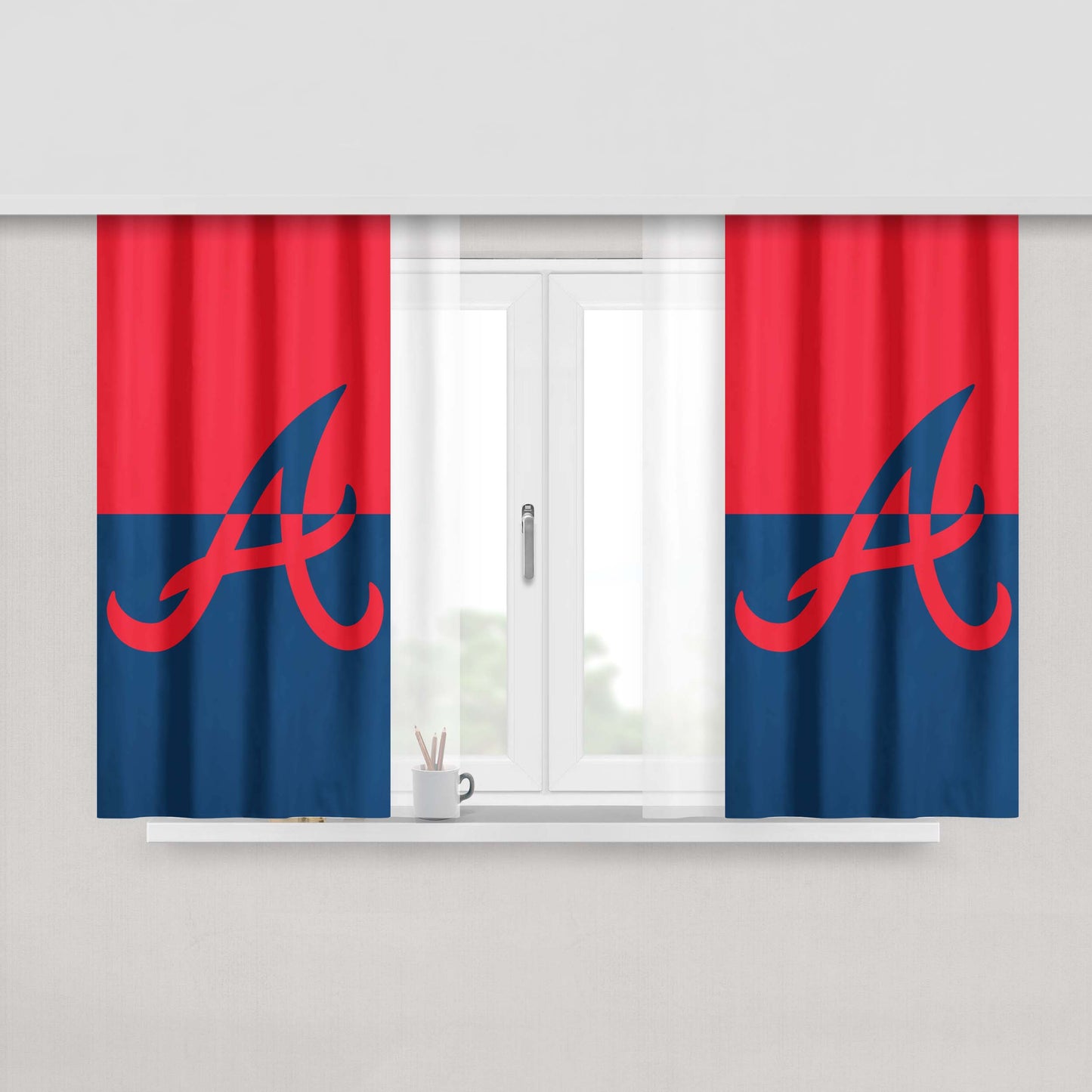 Atlanta Braves Insignia Peach Skin Window Curtains