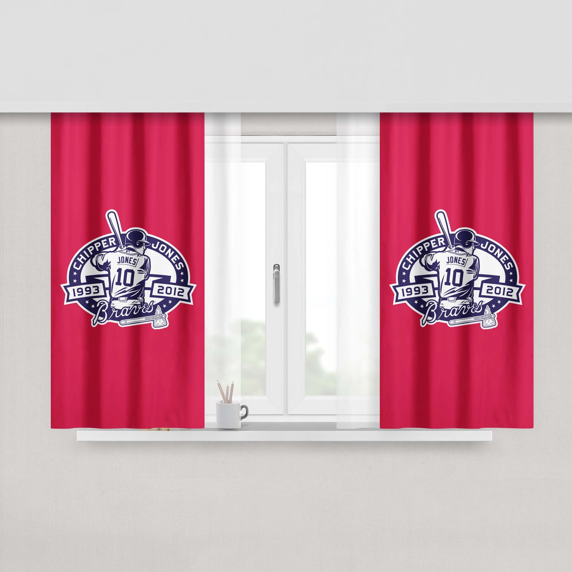 Atlanta Braves Logo Images Peach Skin Window Curtains