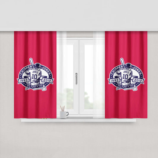 Atlanta Braves Logo Images Peach Skin Window Curtains