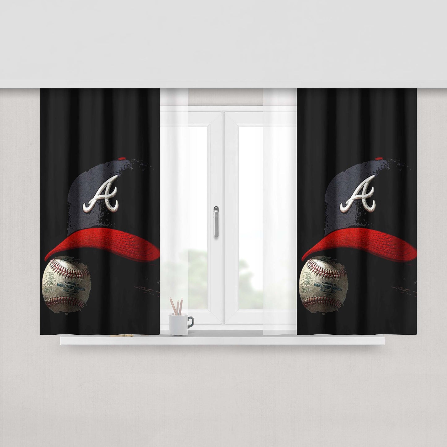 Atlanta Braves Photograp Peach Skin Window Curtains