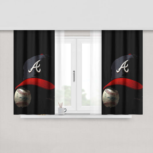 Atlanta Braves Photograp Peach Skin Window Curtains