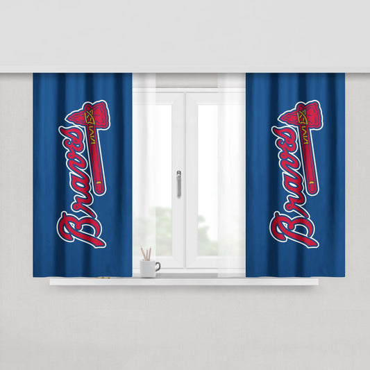 Atlanta Braves Red Blue Logo Peach Skin Window Curtains