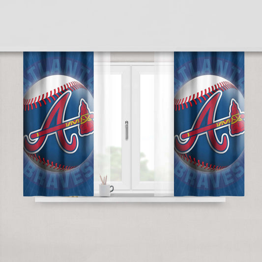 Atlanta Braves Softball Logo Peach Skin Window Curtains