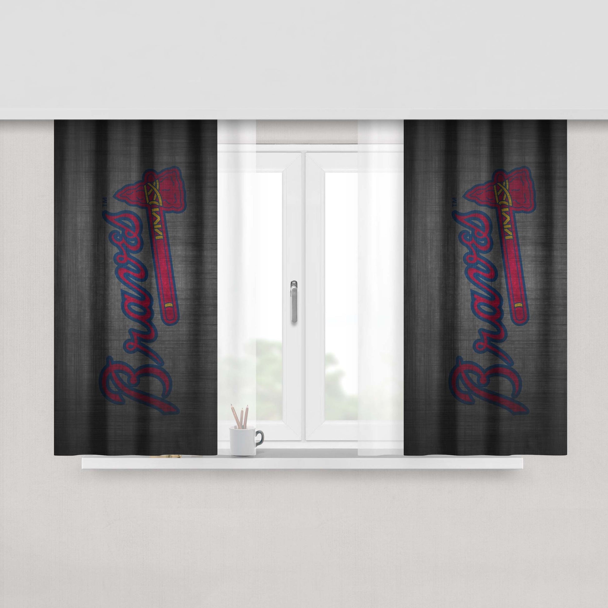 Atlanta Braves Peach Skin Window Curtains