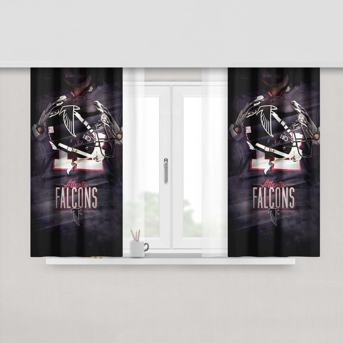 Atlanta Falcons Baseball Helmet Peach Skin Window Curtains