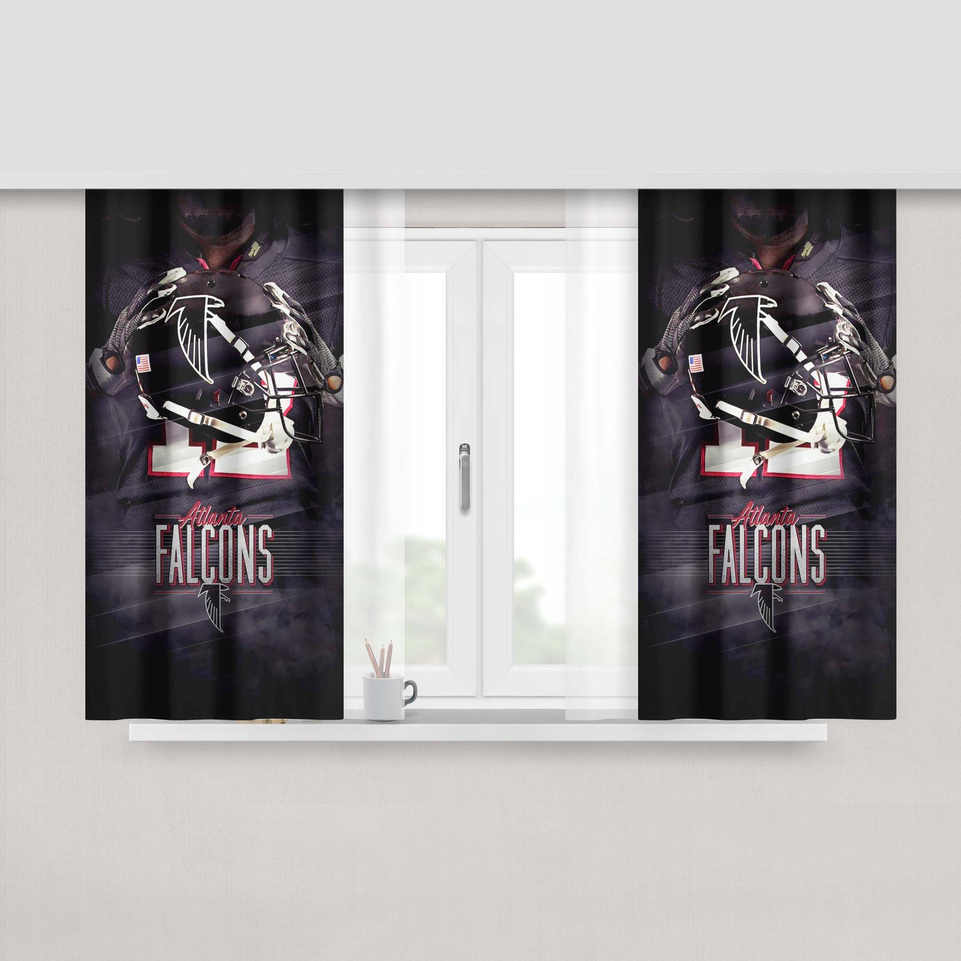 Atlanta Falcons Baseball Helmet Peach Skin Window Curtains