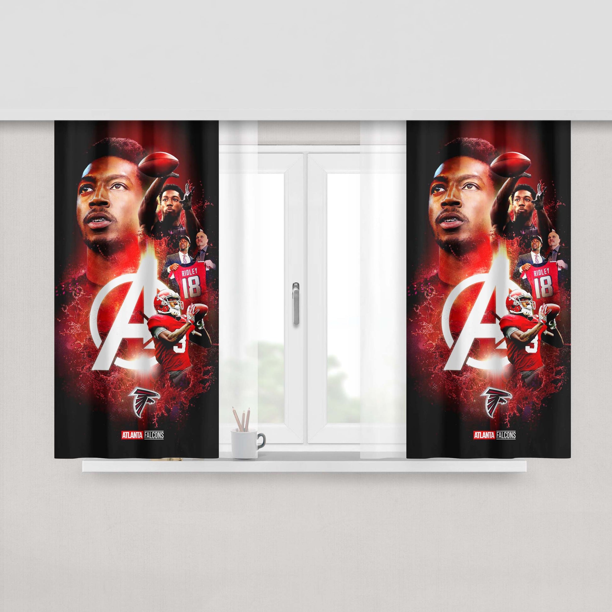 Atlanta Falcons Calvin Ridley Peach Skin Window Curtains