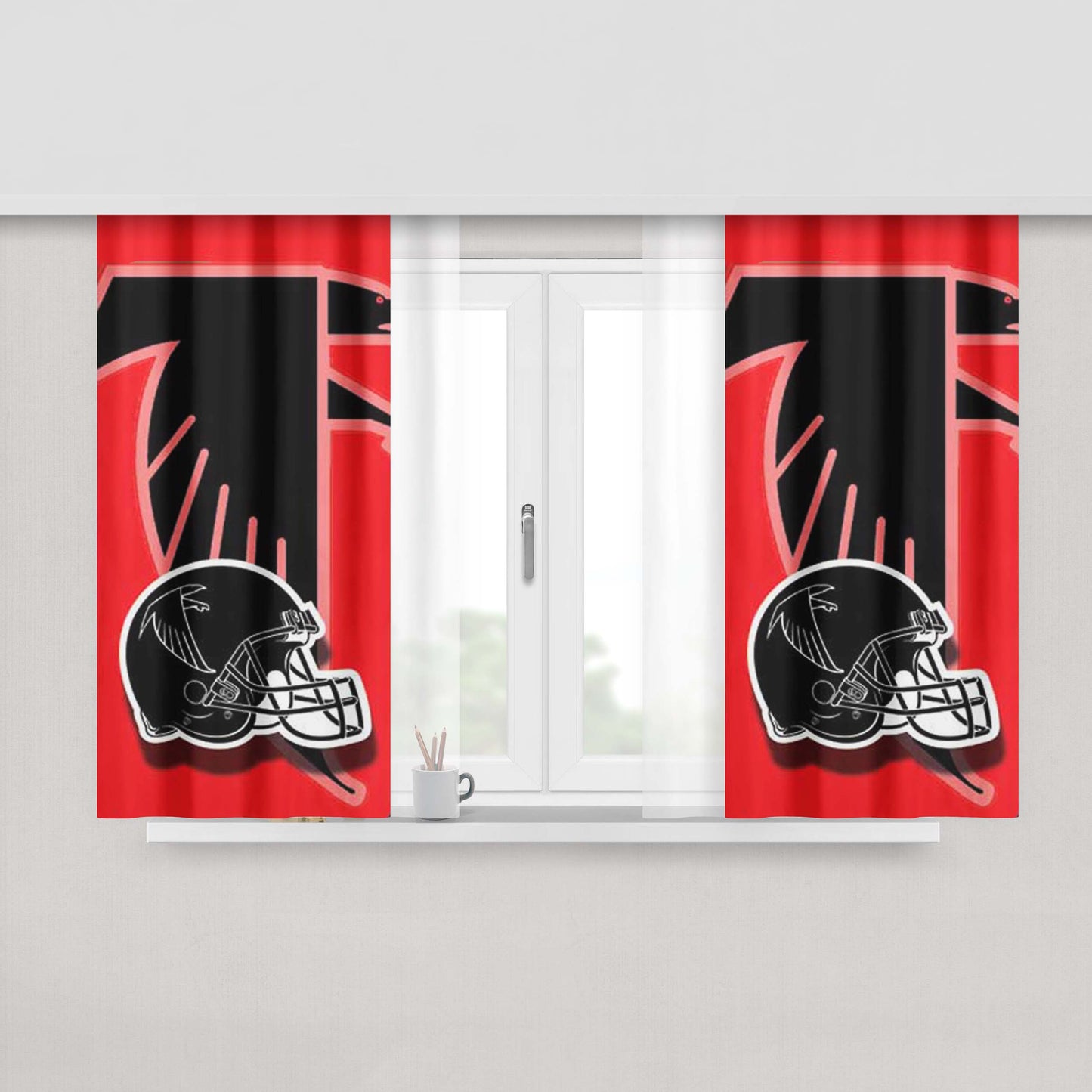 Atlanta Falcons Helmet Overlap Peach Skin Window Curtains