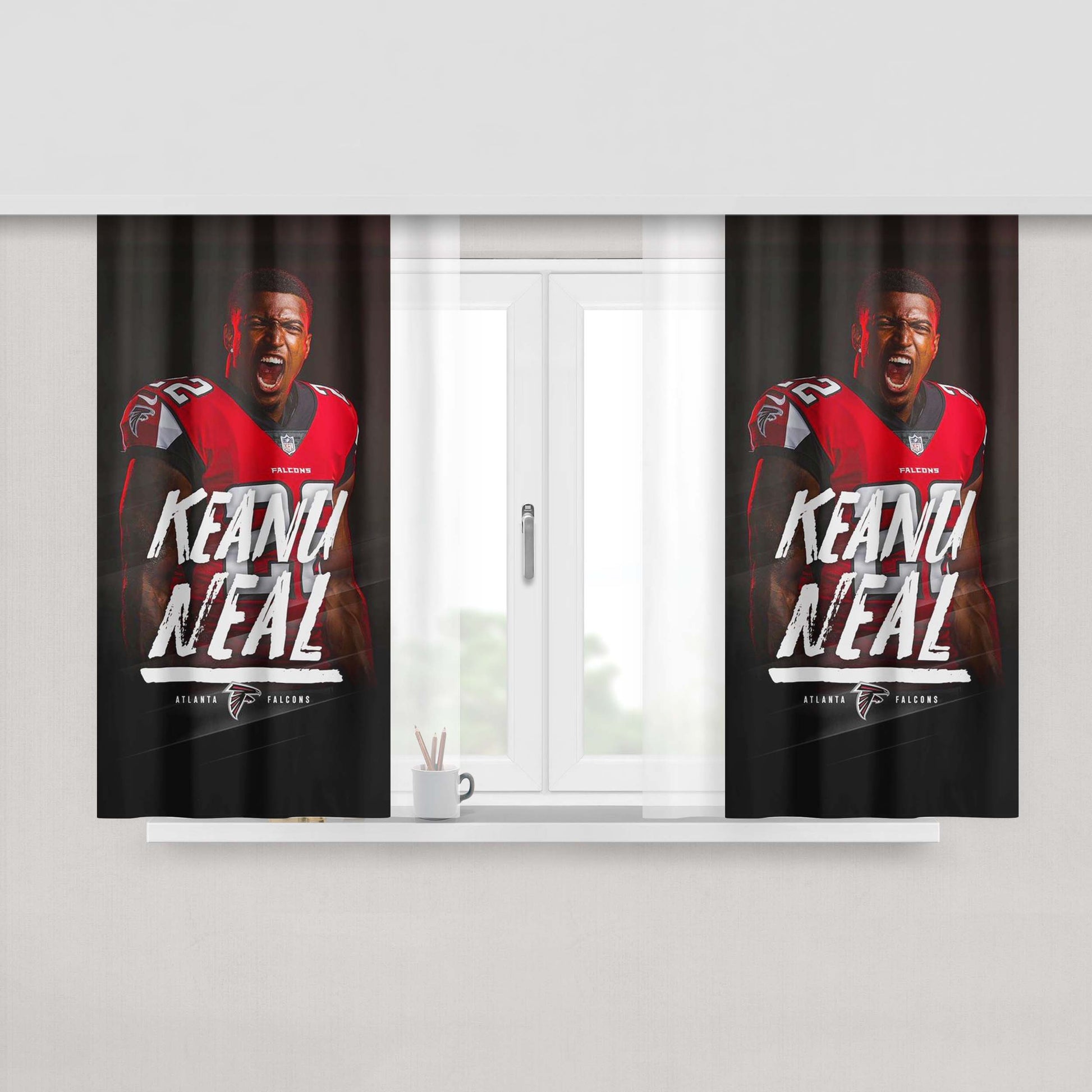 Atlanta Falcons Keanu Neal Peach Skin Window Curtains