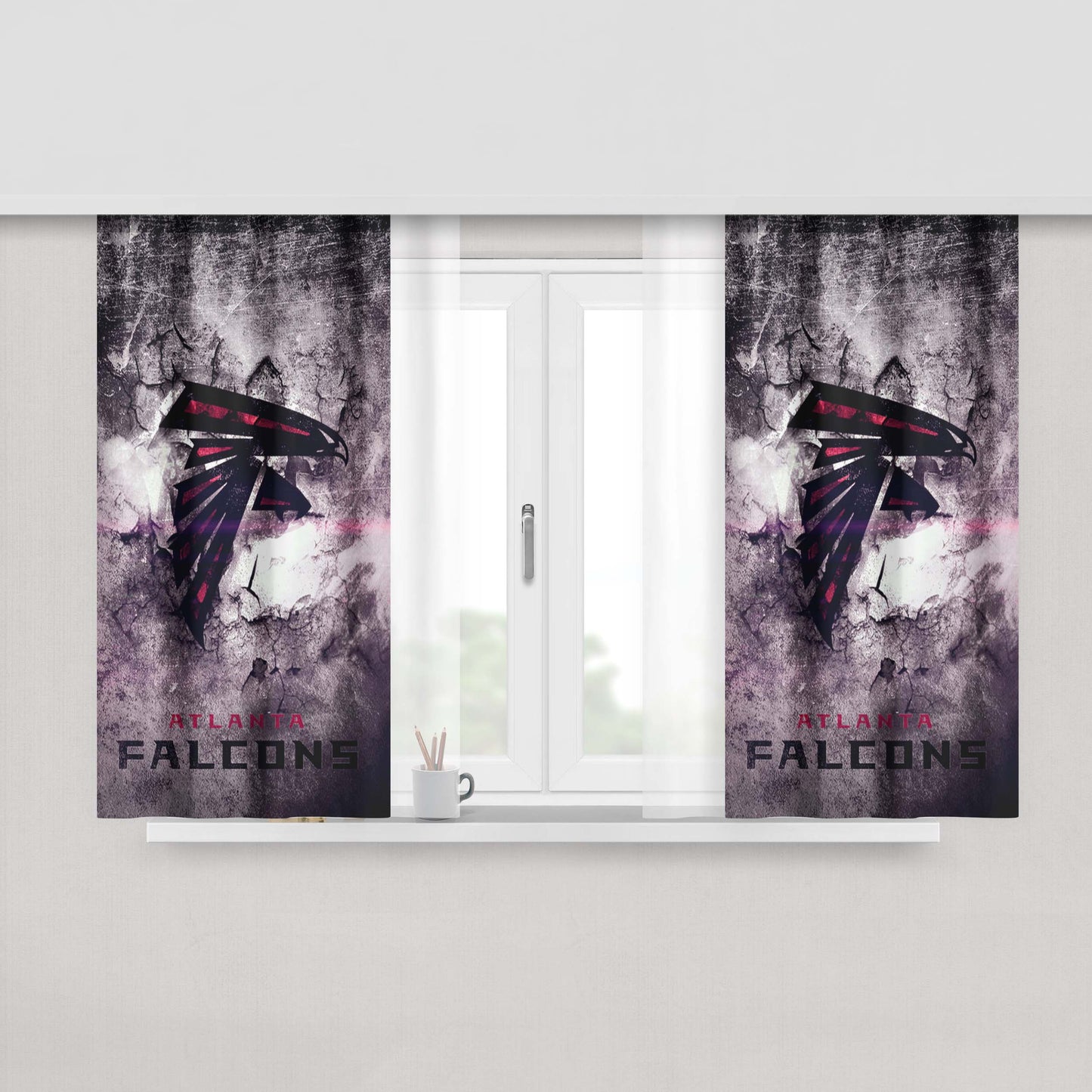 Atlanta Falcons Nfl Logo Peach Skin Window Curtains