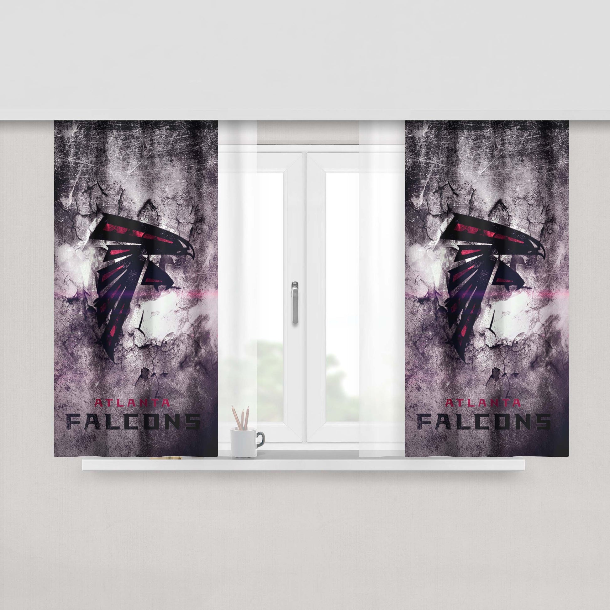 Atlanta Falcons Nfl Logo Peach Skin Window Curtains