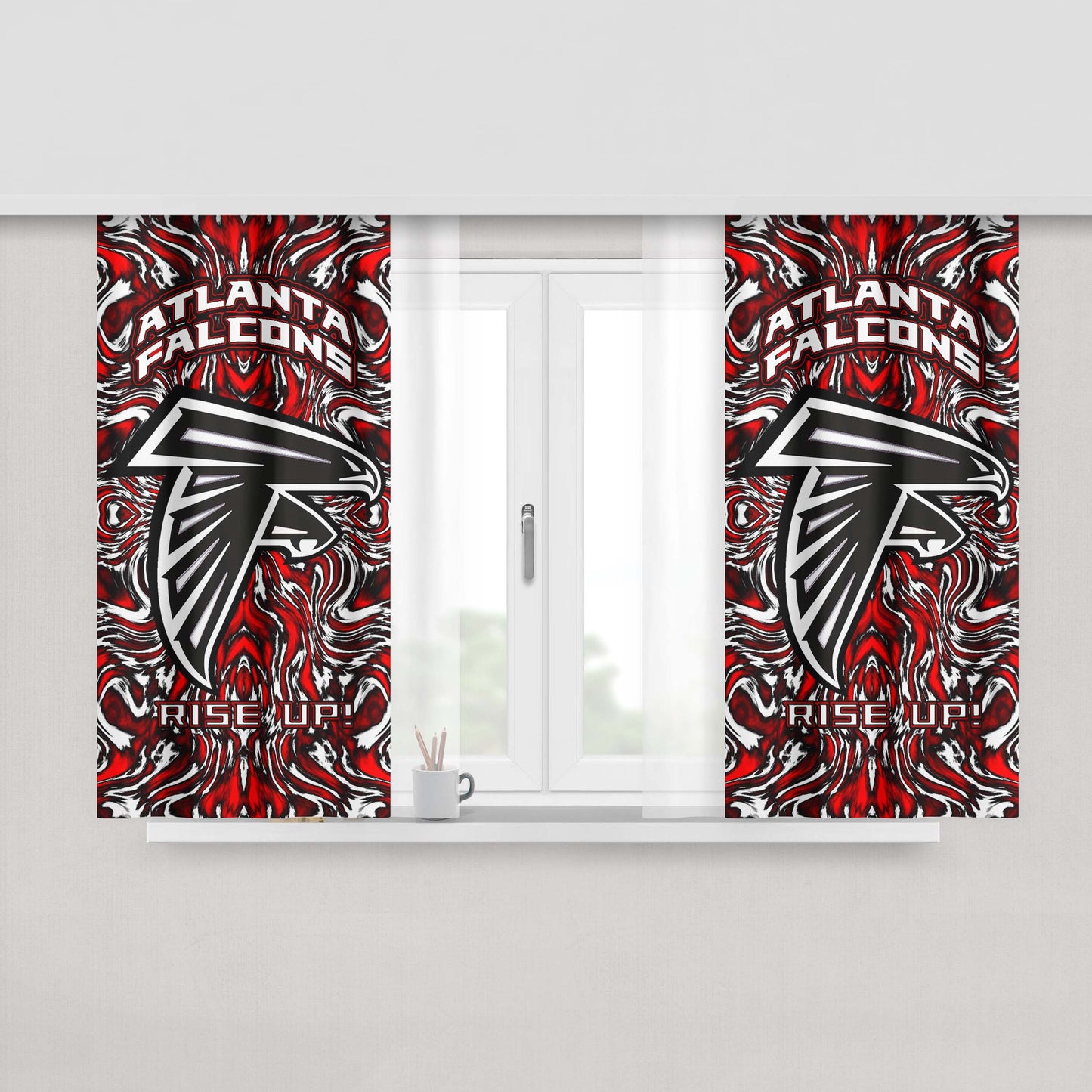 Atlanta Falcons Rise Up Logo Art Peach Skin Window Curtains
