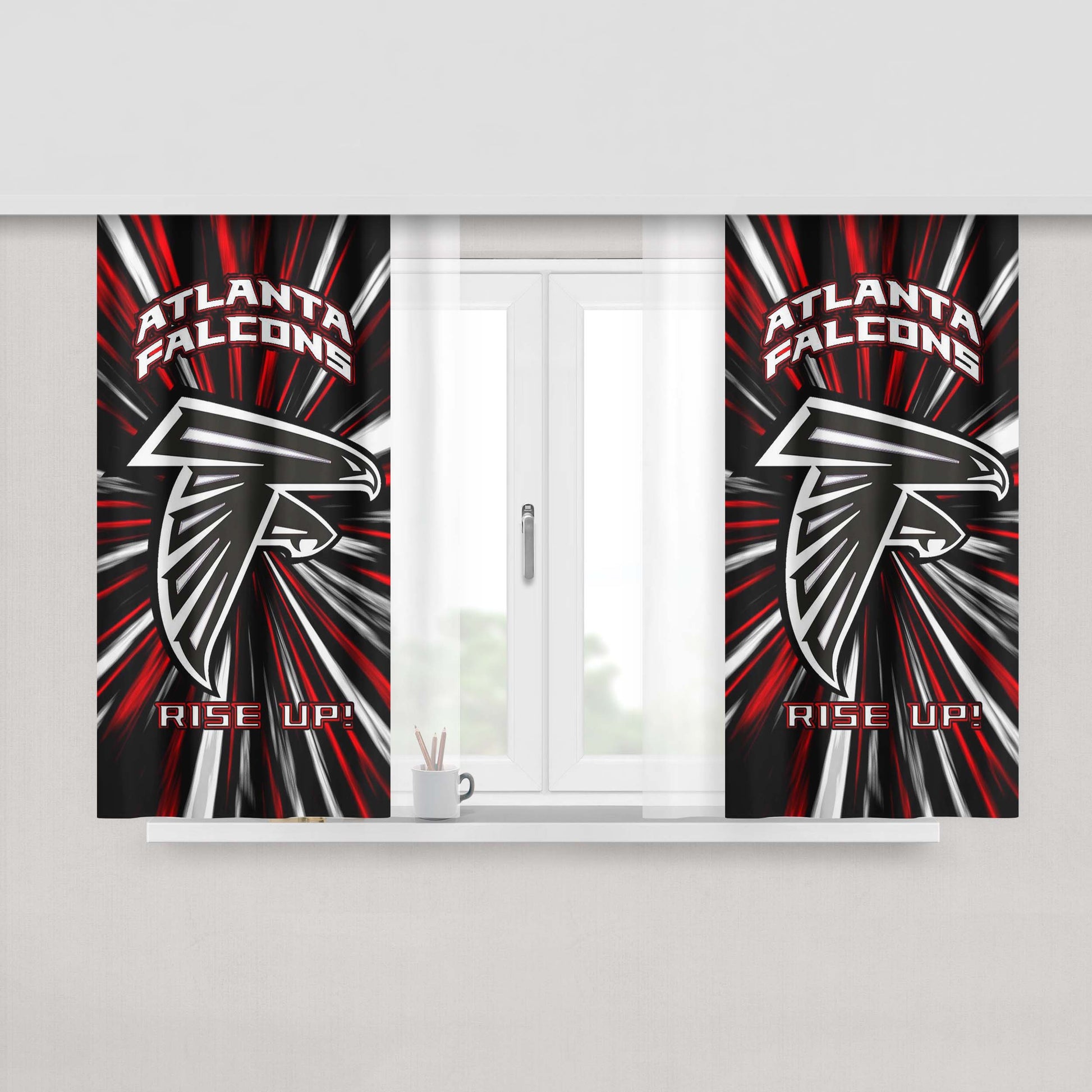 Atlanta Falcons Rise Up Nfl Logo Peach Skin Window Curtains