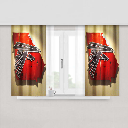 Atlanta Falcons Wall Art 3D Peach Skin Window Curtains