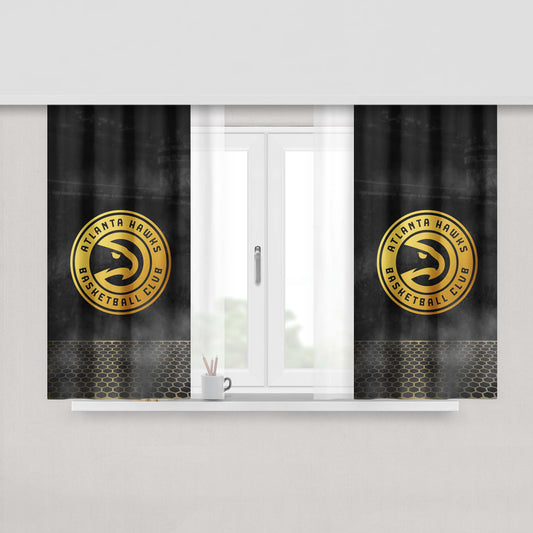 Atlanta Hawks Basketball Club Gold Logo Peach Skin Window Curtains