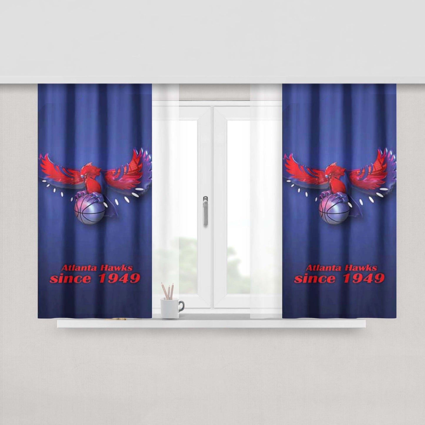 Atlanta Hawks Blue Fade Peach Skin Window Curtains