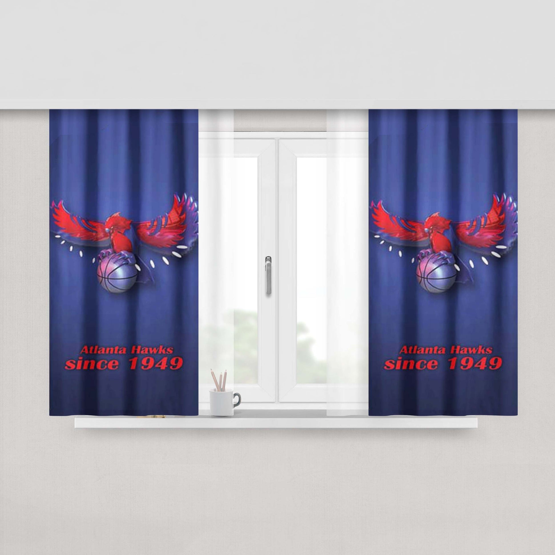 Atlanta Hawks Blue Fade Peach Skin Window Curtains