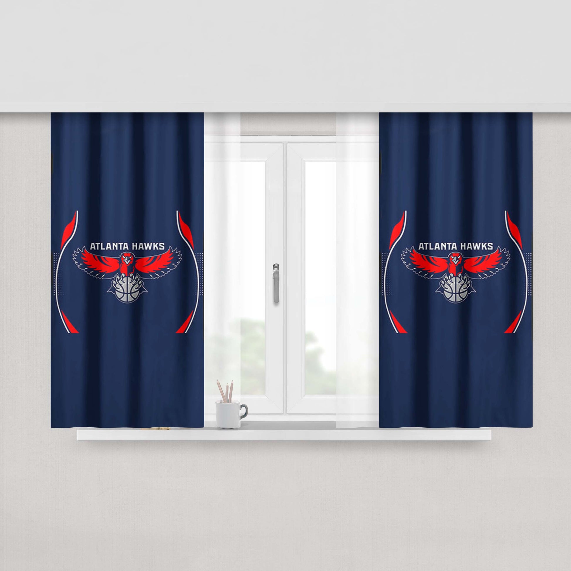 Atlanta Hawks Blue Peach Skin Window Curtains