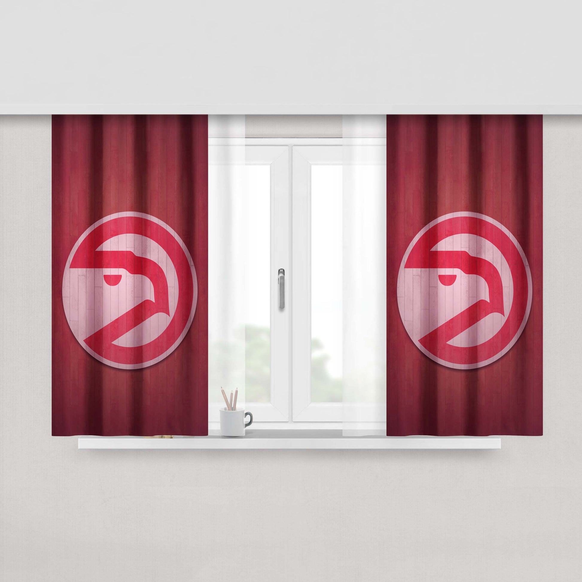 Atlanta Hawks Hardwood 2 Peach Skin Window Curtains