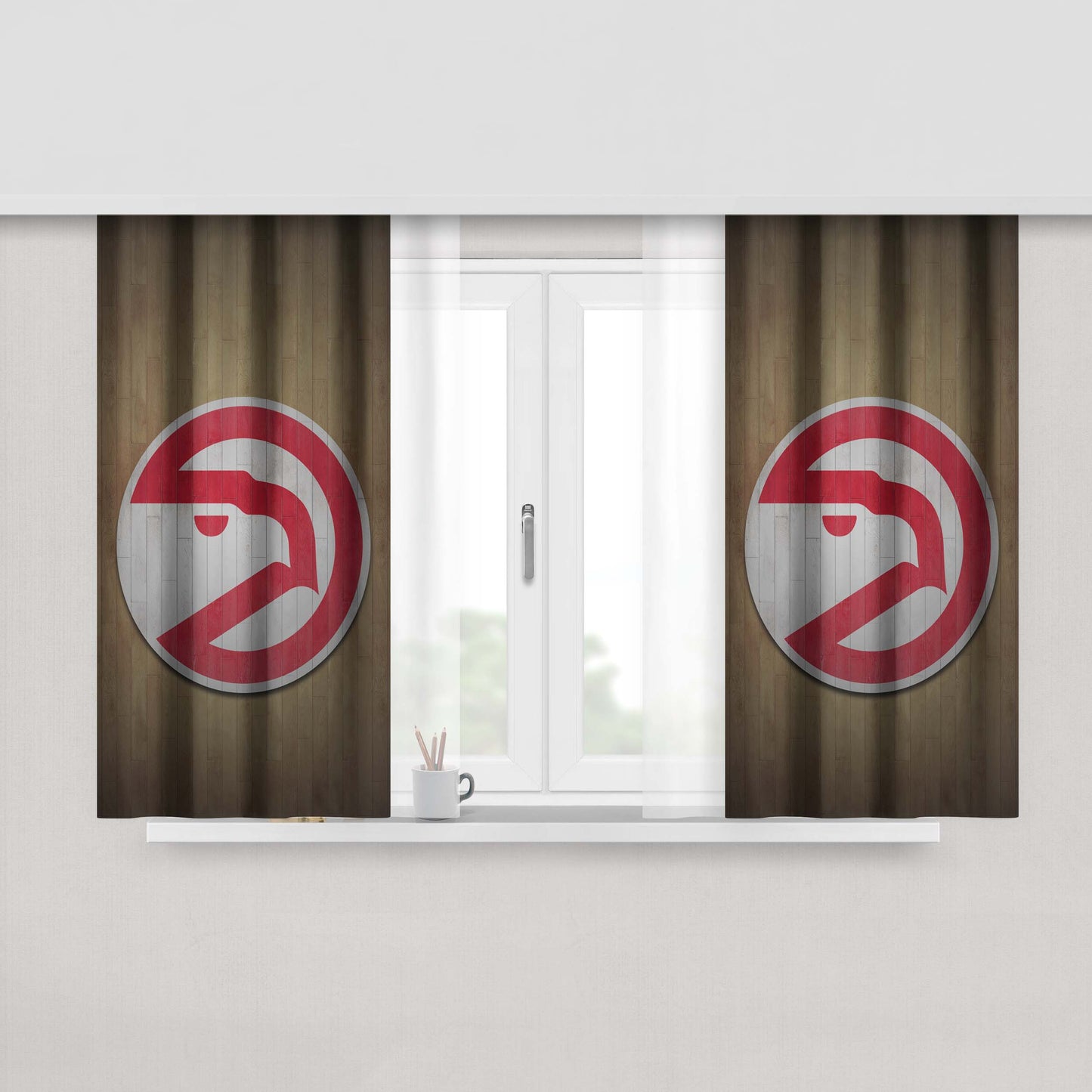 Atlanta Hawks Hardwood Peach Skin Window Curtains