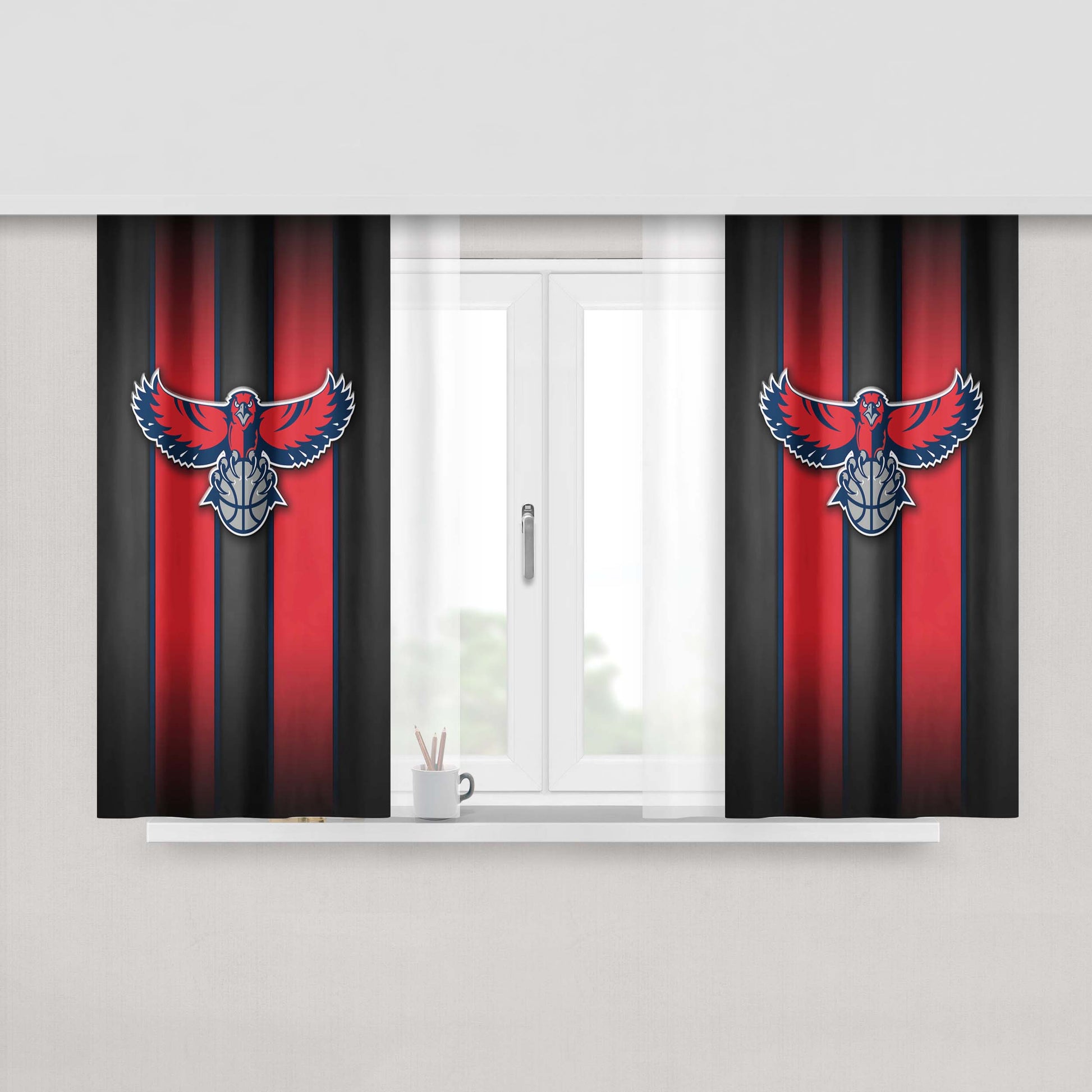 Atlanta Hawks Nba Logo Peach Skin Window Curtains